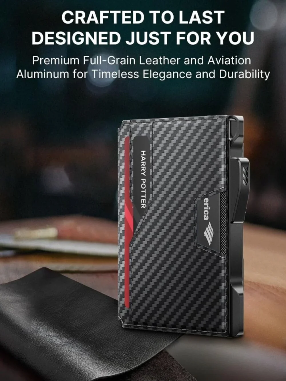 Slim RFID-Blocking Leather Wallet for Men with Money Clip & ID Window, Holds